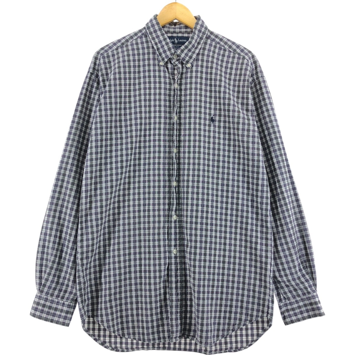 古着 ラルフローレン Ralph Lauren BLAKE 長袖 ボタンダウンチェックシャツ メンズL相当/eaa514323