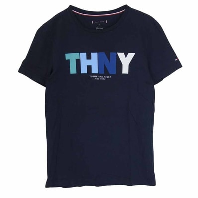 TOMMY HILFIGER トミーヒルフィガー Tシャツ THNY ロゴ 半袖 Tシャツ ネイビー系 M【中古】
