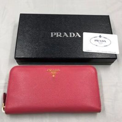 PRADA Saffiano Leather Round Long Wallet "Pink"