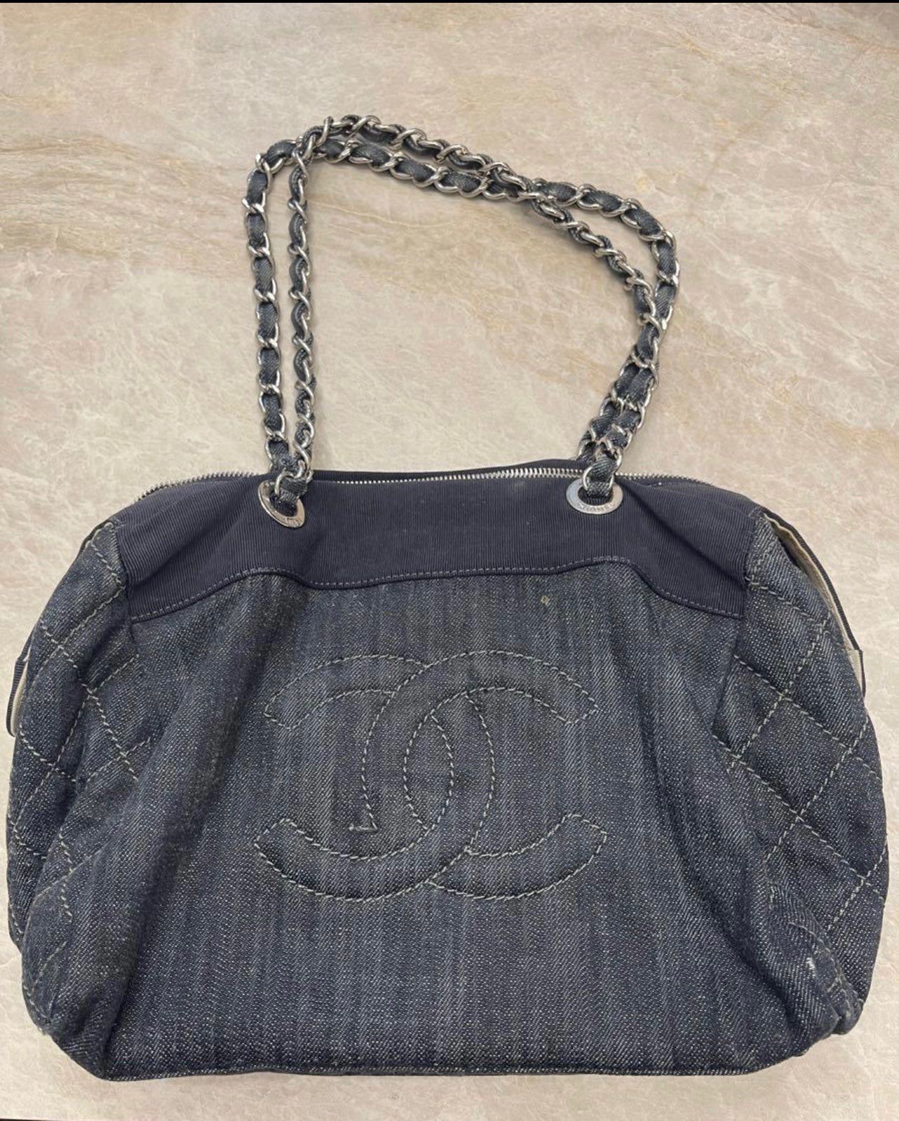 CHANELチェーンショルダーバッグデニムココマーク