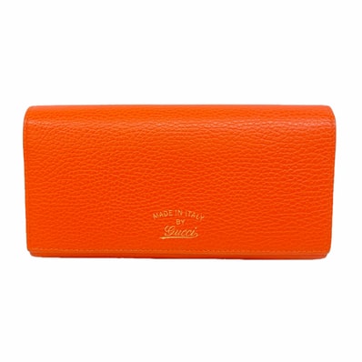 【6hf6161】グッチ 長財布 スウィング 354498 レザー オレンジ シャンパンゴールド金具【中古】レディース