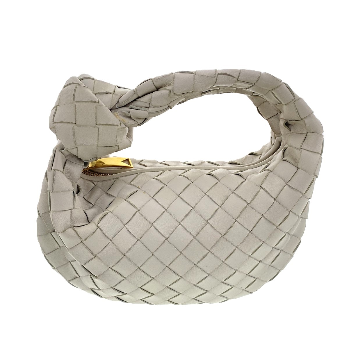 BOTTEGAVENETA ボッテガヴェネタ MINI JODIE ミニ ジョディ ハンドバッグ 651876 レザー ホワイト ゴールド金具  レディース【中古】