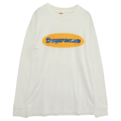 Supreme シュプリーム 18SS Ripple L/S Tee ロゴ プリント ロングスリーブ Tシャツ 長袖 カットソー ホワイト系 S【中古】