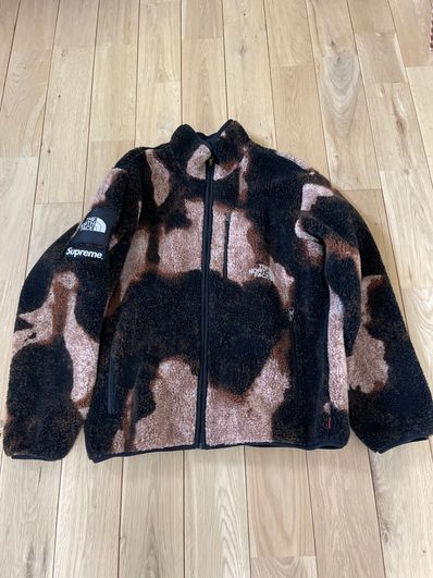 Supreme x The North Face Bleached Denim Print Fleece Jacket "Black"