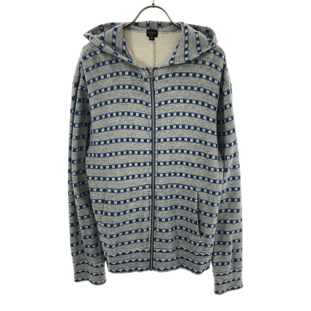Paul Smith JEANS ポールスミスジーンズ ボーダー柄 長袖 スウェット ジップパーカー M グレー×ブルー