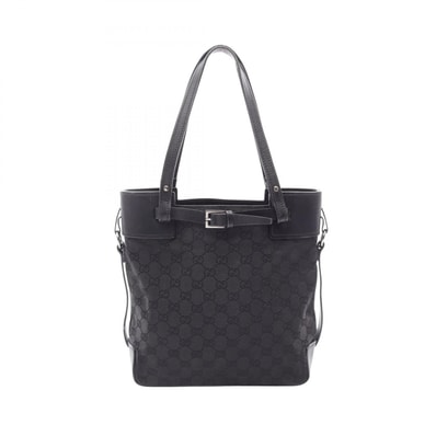 グッチ GUCCI GGキャンバス トートバッグ バッグ キャンバス レザー レディース ブラック系 107757 【中古】