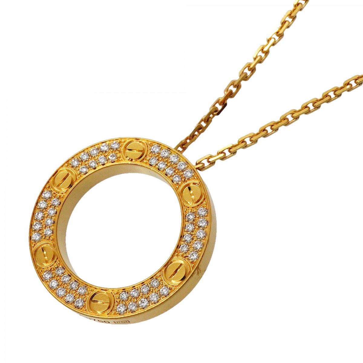 ★SALE【6jfb0500】カルティエ ネックレス ラブサークル パヴェ K18YG イエローゴールド ダイヤモンド【中古】レディース