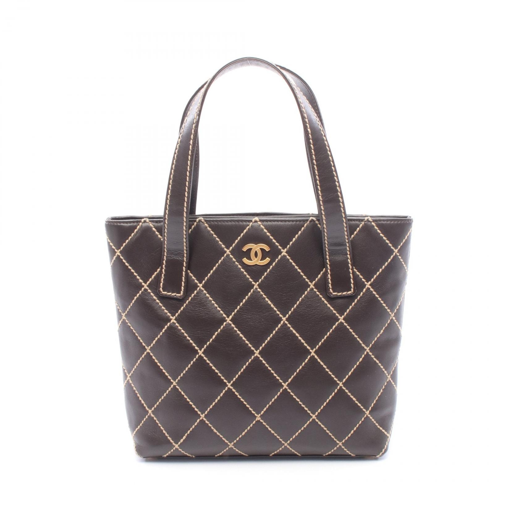 シャネル CHANEL ワイルドステッチ トートバッグ バッグ レザー レディース ブラウン系 【中古】