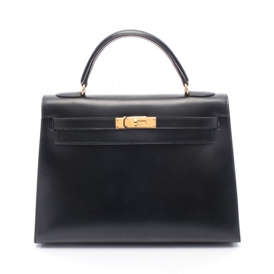 エルメス HERMES ケリー32 外縫い 2WAY ハンドバッグ バッグ カーフ(牛革) ボックスカーフ ブラック(エルメス) ○Y刻印(1995年製造) レディース ブラック系 【中古】