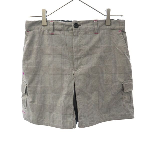 Columbia コロンビア アウトドア チェック ショートパンツ S グレー キュロット