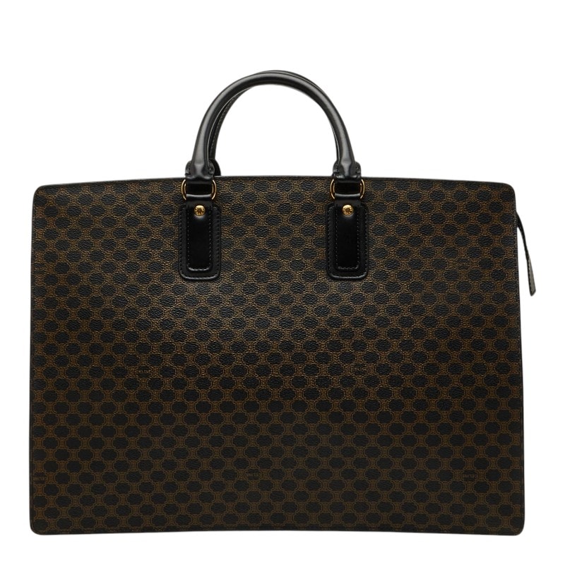 セリーヌ マカダム ハンドバッグ ビジネスバッグ ブラック ブラウン PVC レザー レディース CELINE 【中古】