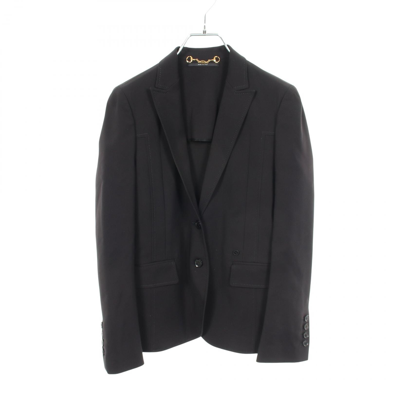 グッチ GUCCI インターロッキングG テーラードジャケット 衣料品 アウター ナイロン コットン レディース ブラック系 268417 【中古】