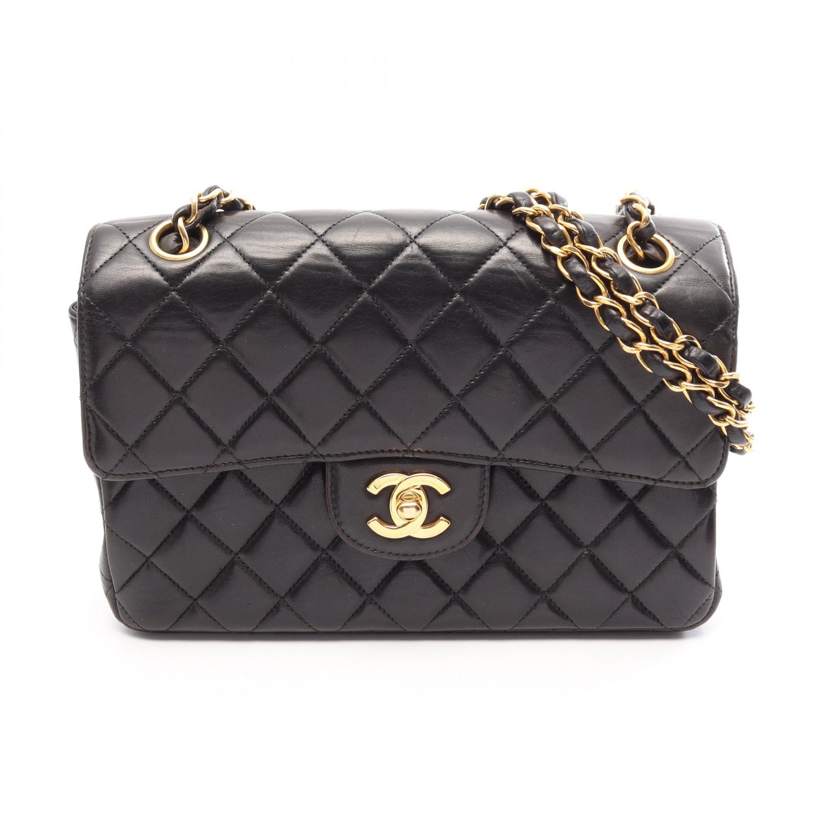 シャネル CHANEL マトラッセ Wフェイス ショルダーバッグ バッグ ラムスキン(羊革) レディース ブラック系 【中古】