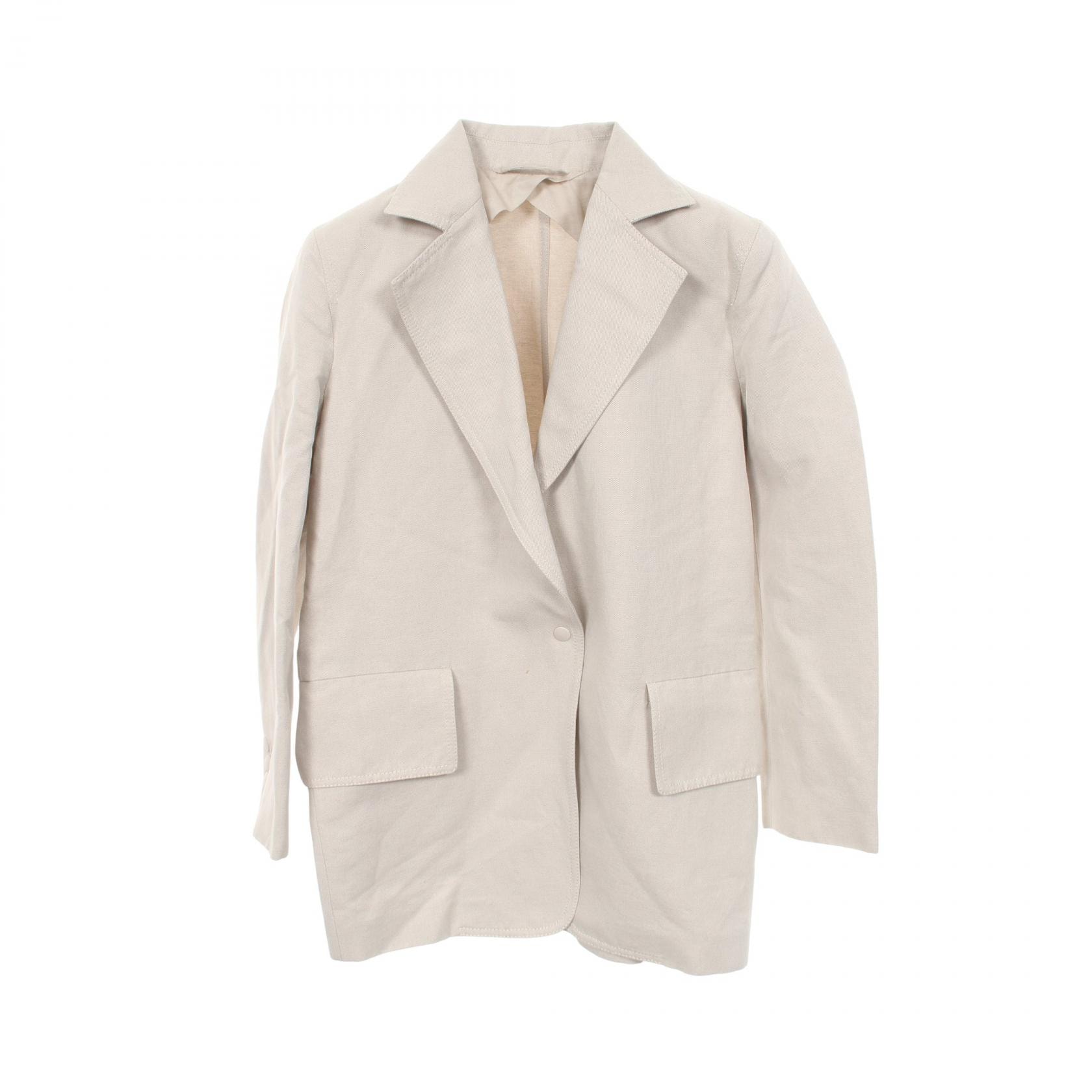 マックスマーラ MAX MARA テーラードジャケット 衣料品 アウター ファブリック コットン レディース ベージュ系 【中古】