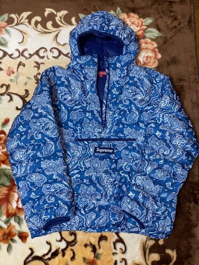 Supreme Micro Down Half Zip Hooded Pullover "Blue Paisley"