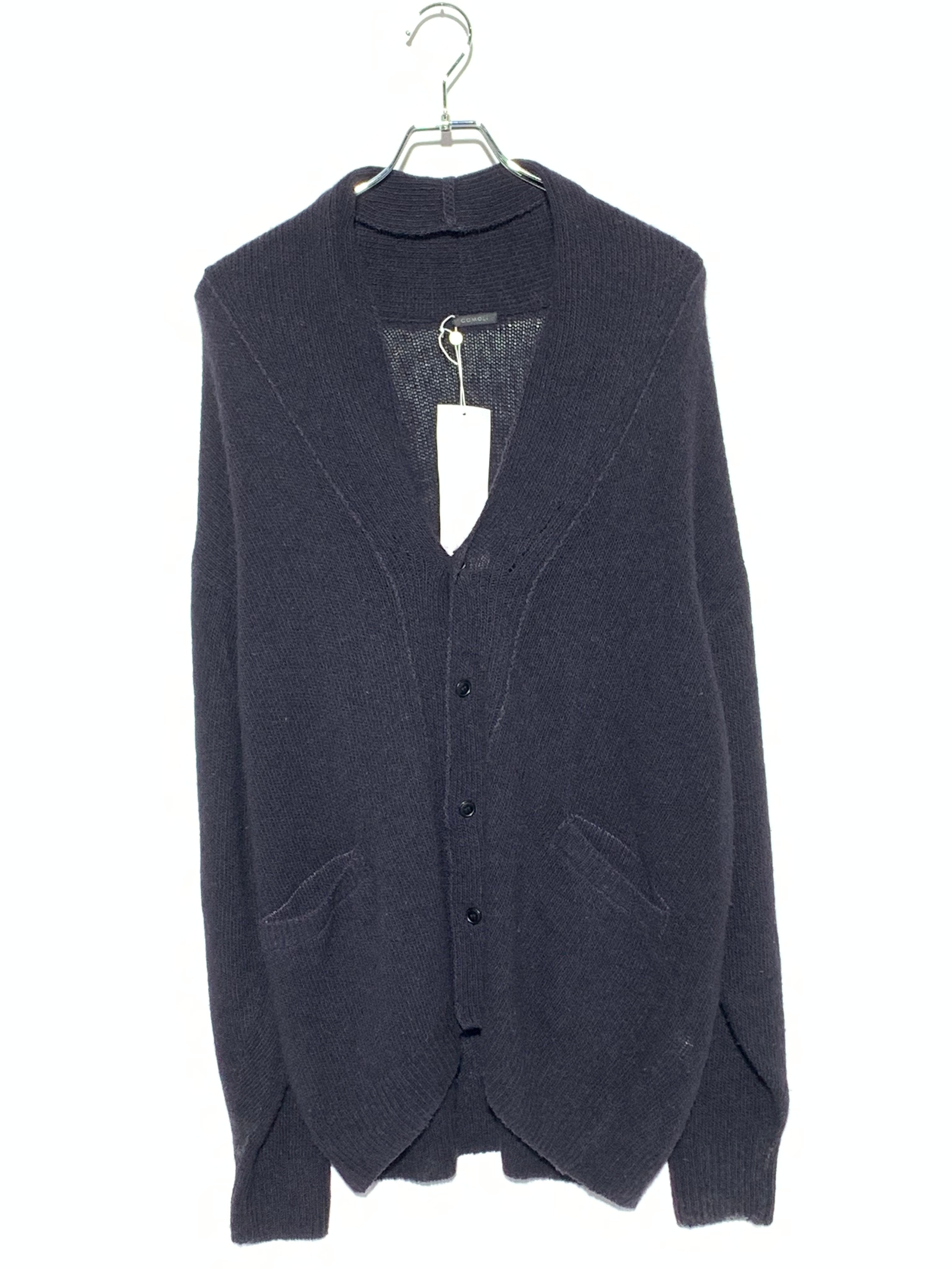 COMOLI Cashmere Shawl Collar Knit Jacket "Navy"
