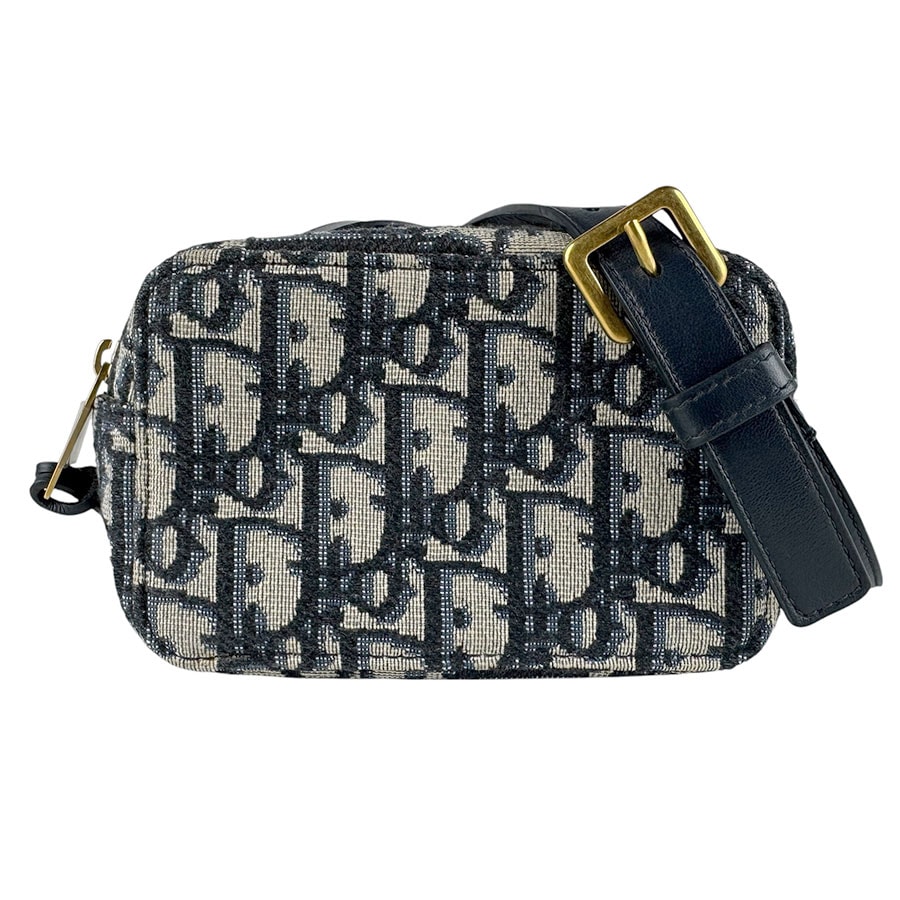 クリスチャンディオール Christian Dior ウエストバッグ ベルトバッグ オブリーク キャンバス/レザー ネイビー ゴールド レディース【中古】 z9903