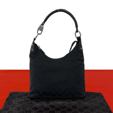 GUCCI グッチ GG 柄 ロゴ キャンバス レザー ショルダーバッグ ブラック
89109