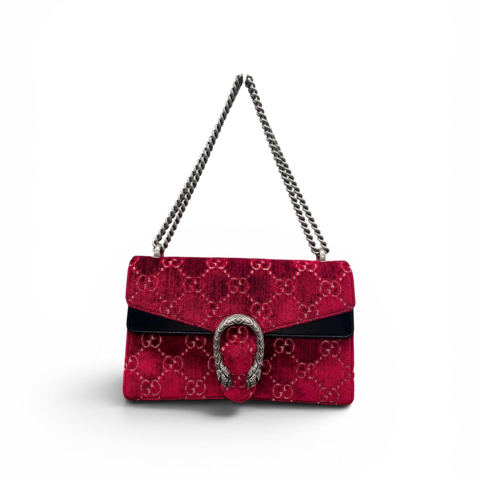 GUCCI 希少 極美品 グッチ ディオニュソス ベロア GG チェーンショルダーバッグ 400249 ベルベット エナメルレザー レッド ブラック スネーク セミショルダー ハンドバッグ GGプラス Aランク 中古 鑑定済 グッチバッグ