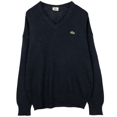 古着 ラコステ LACOSTE Vネック ウール×アクリルニットセーター 4 メンズM相当/eaa637253