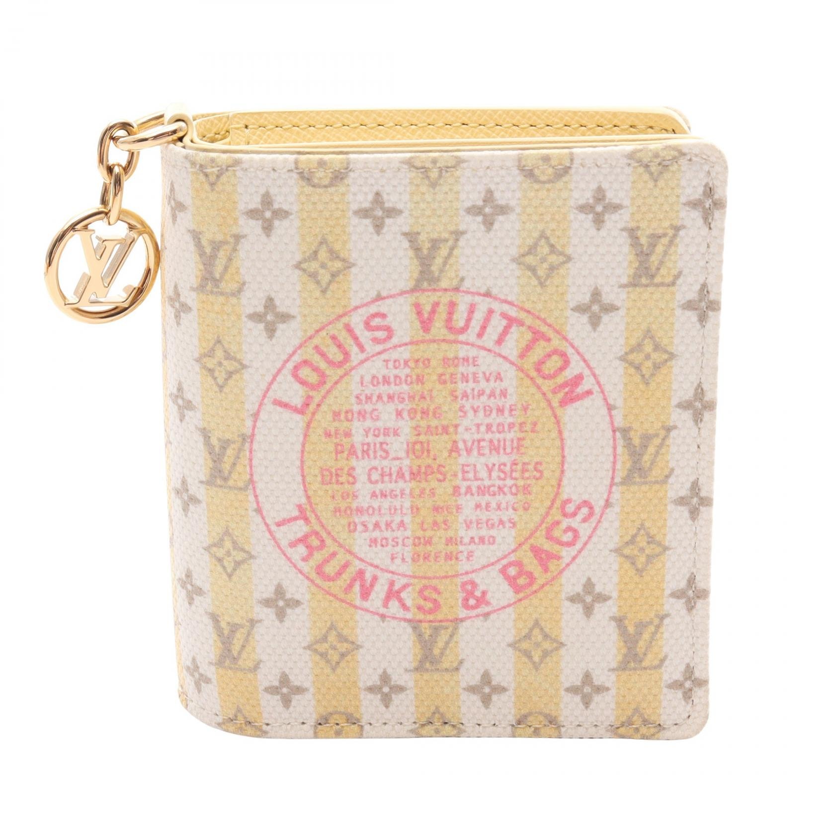ルイ・ヴィトン LOUIS VUITTON ポケットウォレット LV チャーム 二つ折り財布 財布 PVCコーティングキャンバス レディース ホワイト系 / イエロー系 / マルチカラー M29033 【中古】