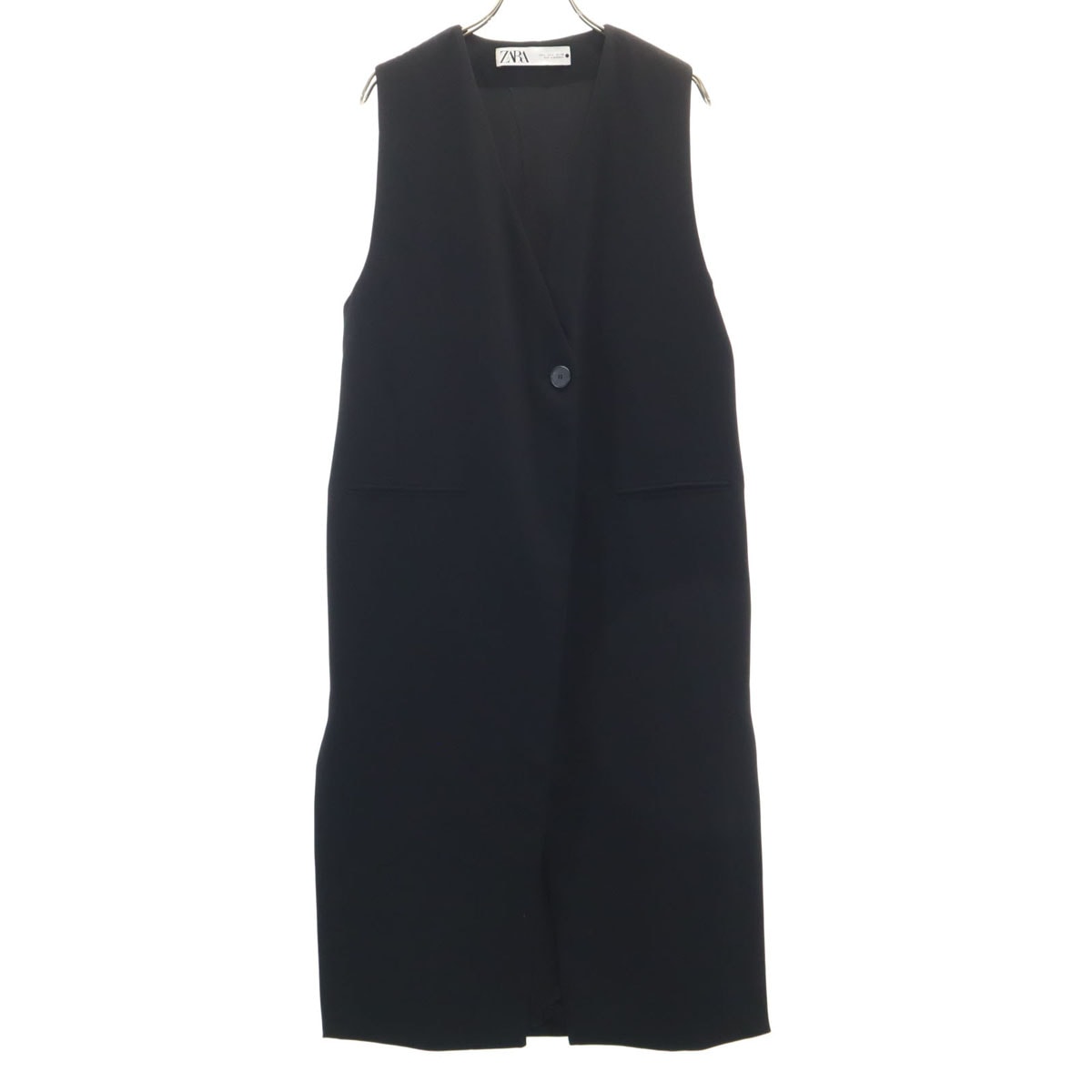 ZARA ザラ ロング ベスト L ブラック