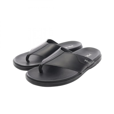 プラダ PRADA サンダル 靴 レザー メンズ ブラック系 【中古】