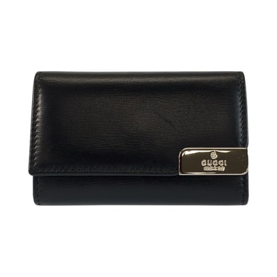 美品 GUCCI グッチ ブラック 黒 シルバー金具 レザー キーケース 6連 601969 【中古】