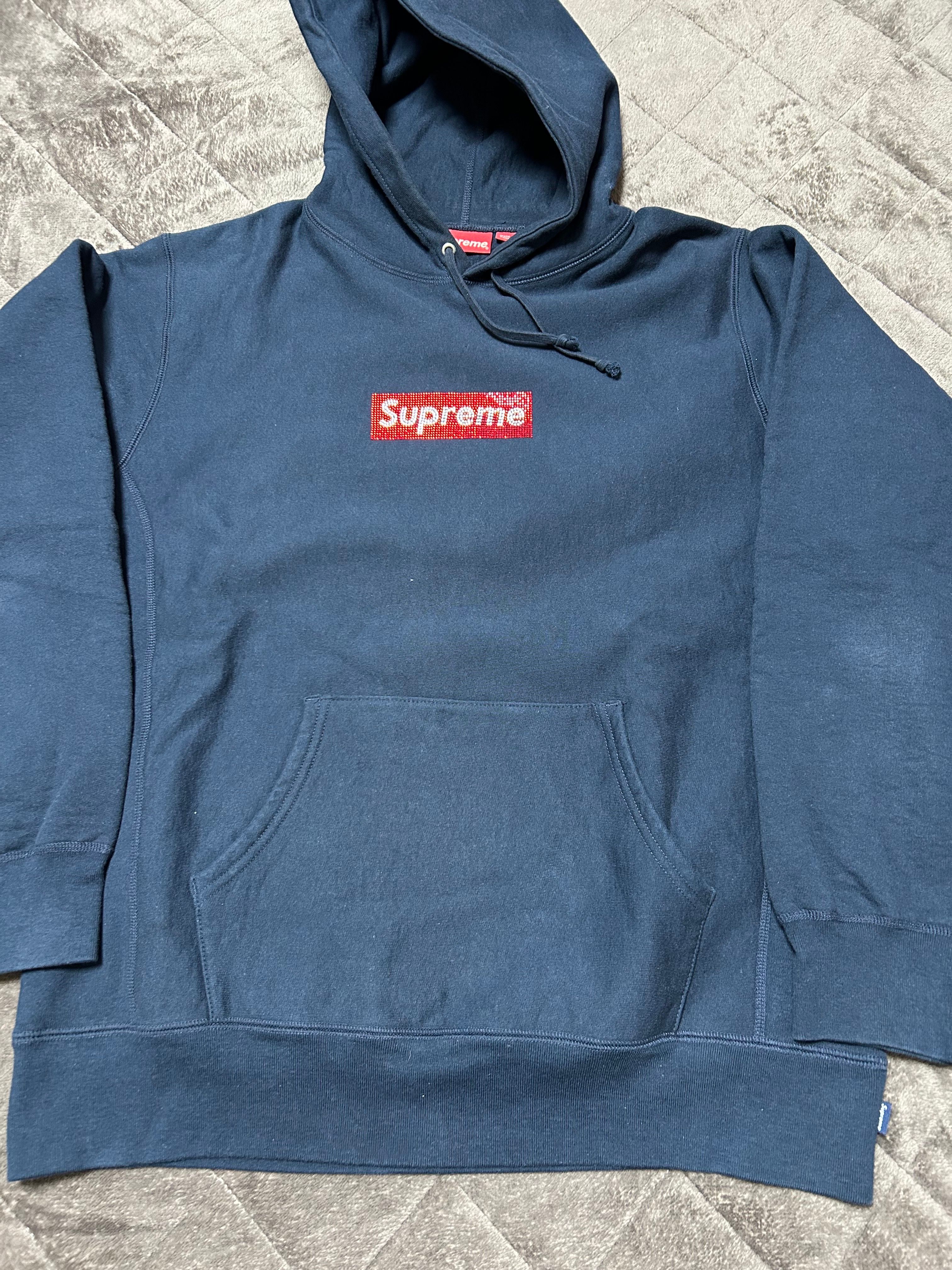 Supreme / Swarovski® Box Logo Hooded Sweeatshirt "Navy"