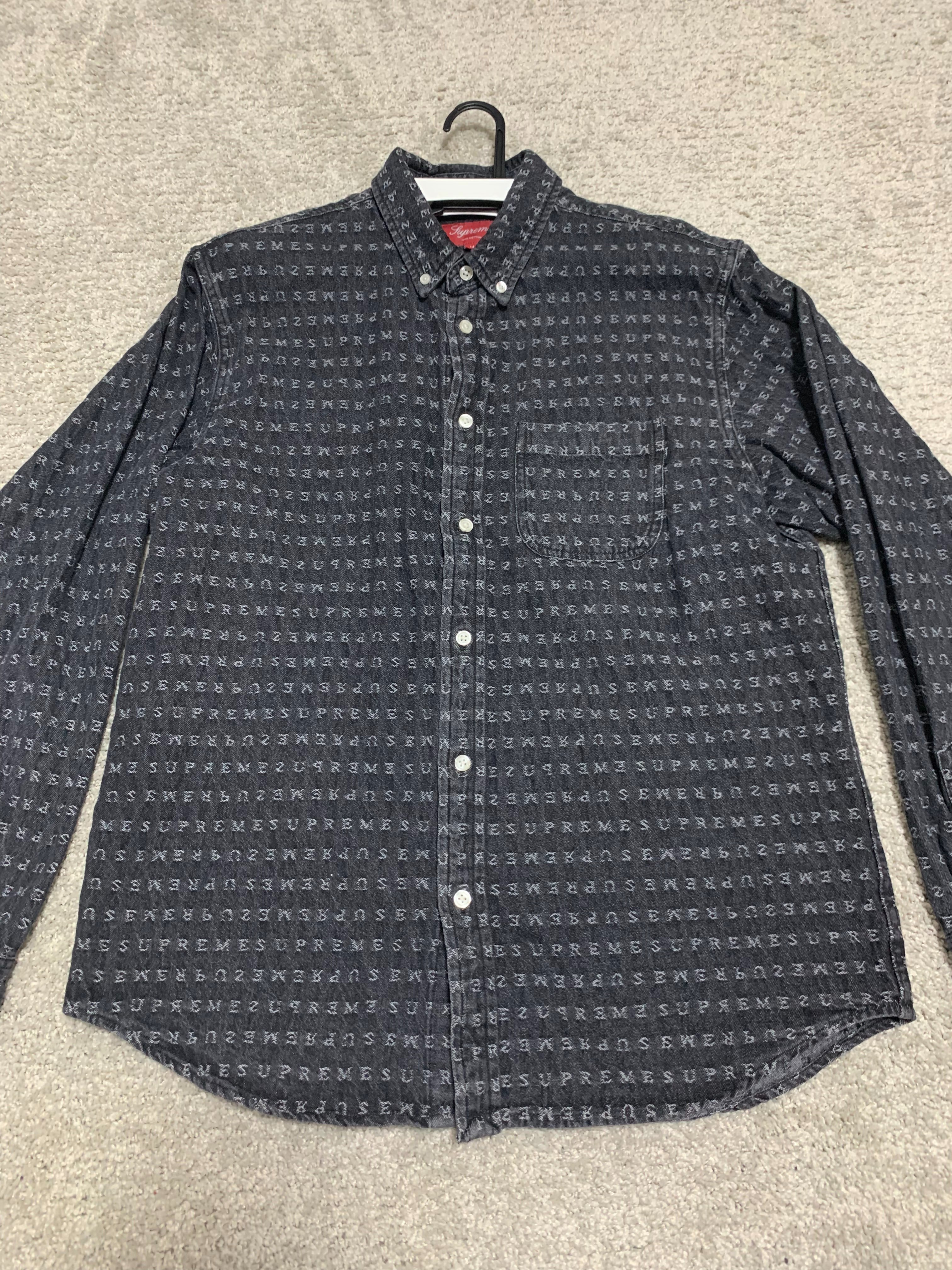 Supreme Warp Jacquard Logos Denim Shirt "Black"