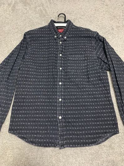 Supreme Warp Jacquard Logos Denim Shirt "Black"