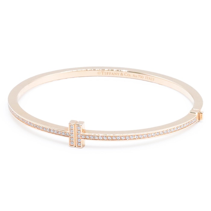 TIFFANY&Co. ティファニー ヒンジ ワイヤー バングル ブレスレット ダイヤモンド 18金 K18PG ピンクゴールド ジュエリー レディース サイズ 手首周り15.5cm