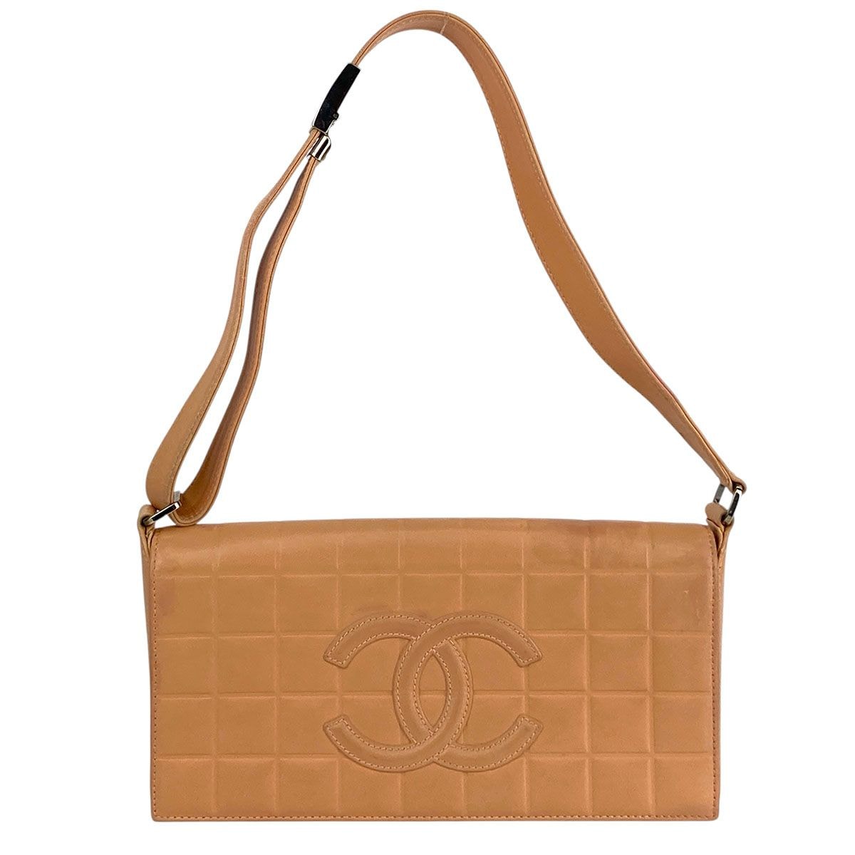 CHANEL シャネル チョコバー ワンショルダーバッグ ココマーク ヴィンテージ ショルダーバッグ A17370 ラムスキン オレンジ  レディース【中古】