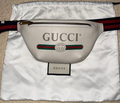 GUCCI Vintage Logo Print Leather Small Belt Bag "White"