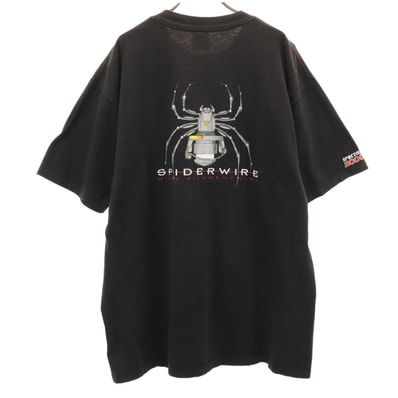 ONEITA オニータ 90s USA製 オールド バック スパイダープリント 半袖 Tシャツ XL ブラック POWER-T