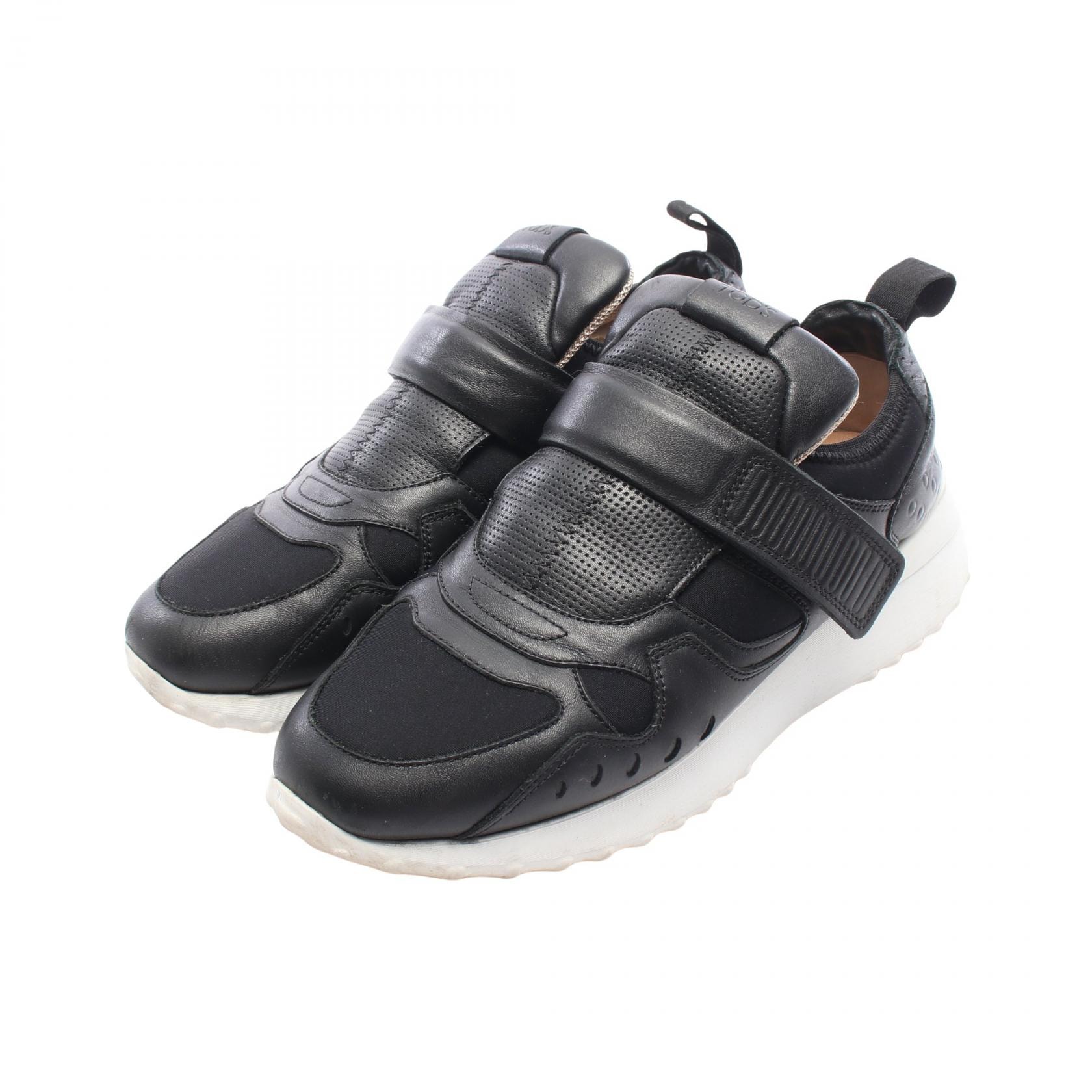 トッズ TOD'S ストラップ スニーカー 靴 レザー ファブリック レディース ブラック系 【中古】