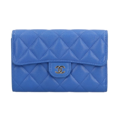 シャネル マトラッセ 三つ折り財布 キャビアスキン AP0232 レディース CHANEL 中古