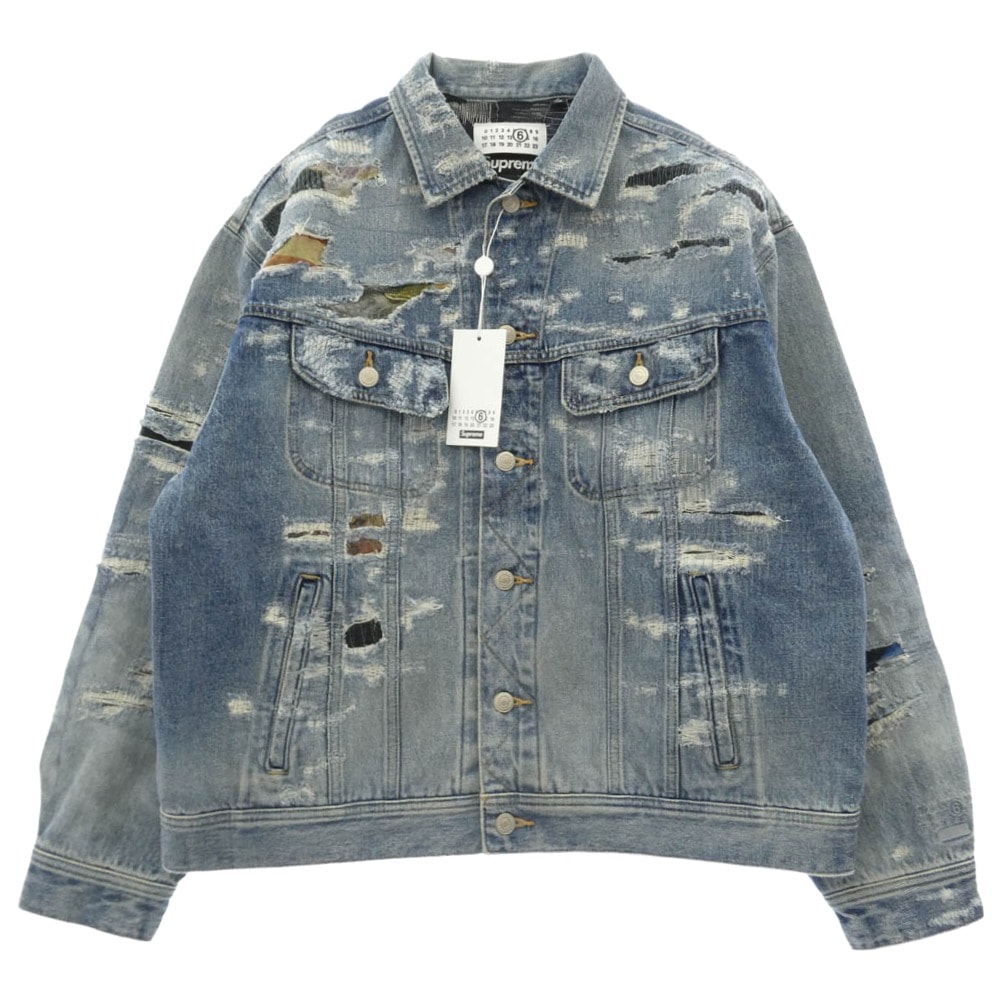 Supreme  デニムジャケット 26SS x MM6 Maison Margiela エムエムシックス メゾンマルジェラ Distressed Selvedge Denim Trucker Jacket ディストレスド セルビッジ  【極上美品】【中古】