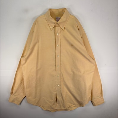 古着 ブルックスブラザーズ Brooks Brothers 長袖シャツ ボタンダウン ワンポイント L イエロー系 無地 メンズ