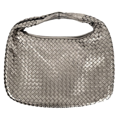 BOTTEGAVENETA ボッテガヴェネタ ハンドバッグ イントレチャート ワンショルダー ホーボー 肩掛け レザー シルバー ブラック金具 ユニセックス【中古品】