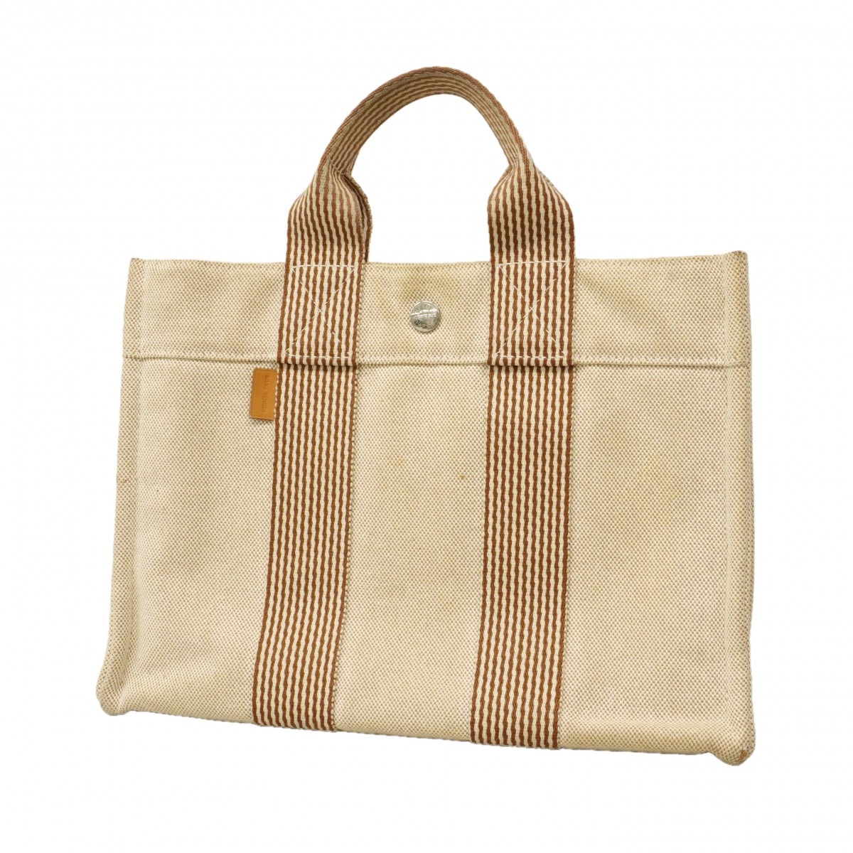 ★最終価格【6db0850】エルメス ハンドバッグ ニューフールトゥ キャンバス ブラウン シルバー金具【中古】メンズ レディース ユニセックス