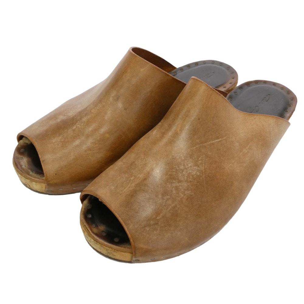 Rick Owens リックオウエンス Beach island sandals サボ レザー サンダル ブラウン系 サイズ表記なし【中古】