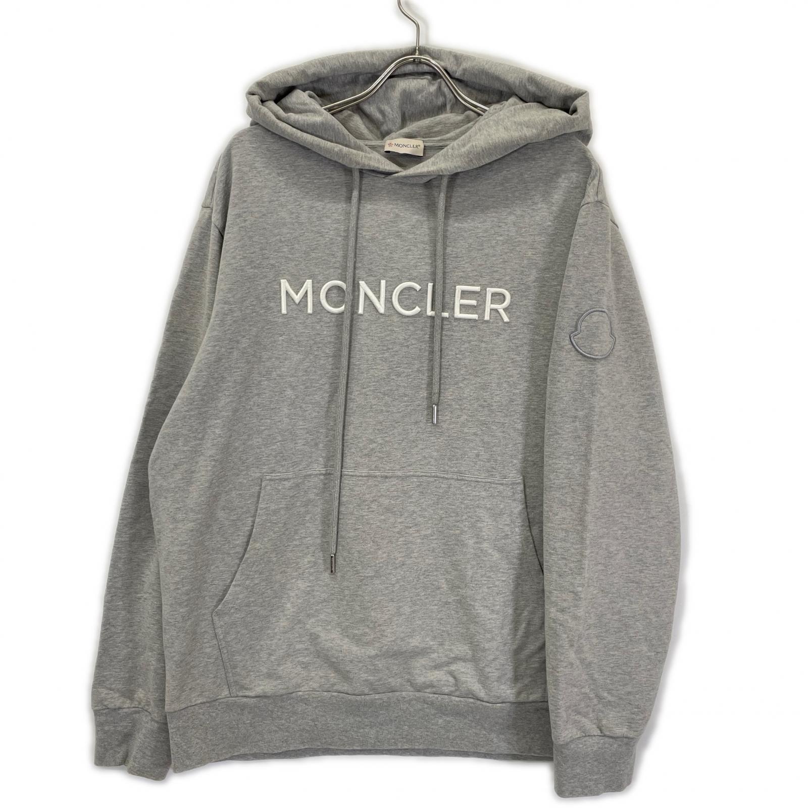 モンクレール 22年 グレー FELPA CON CAPPUCCIO フーディー パーカー XXL