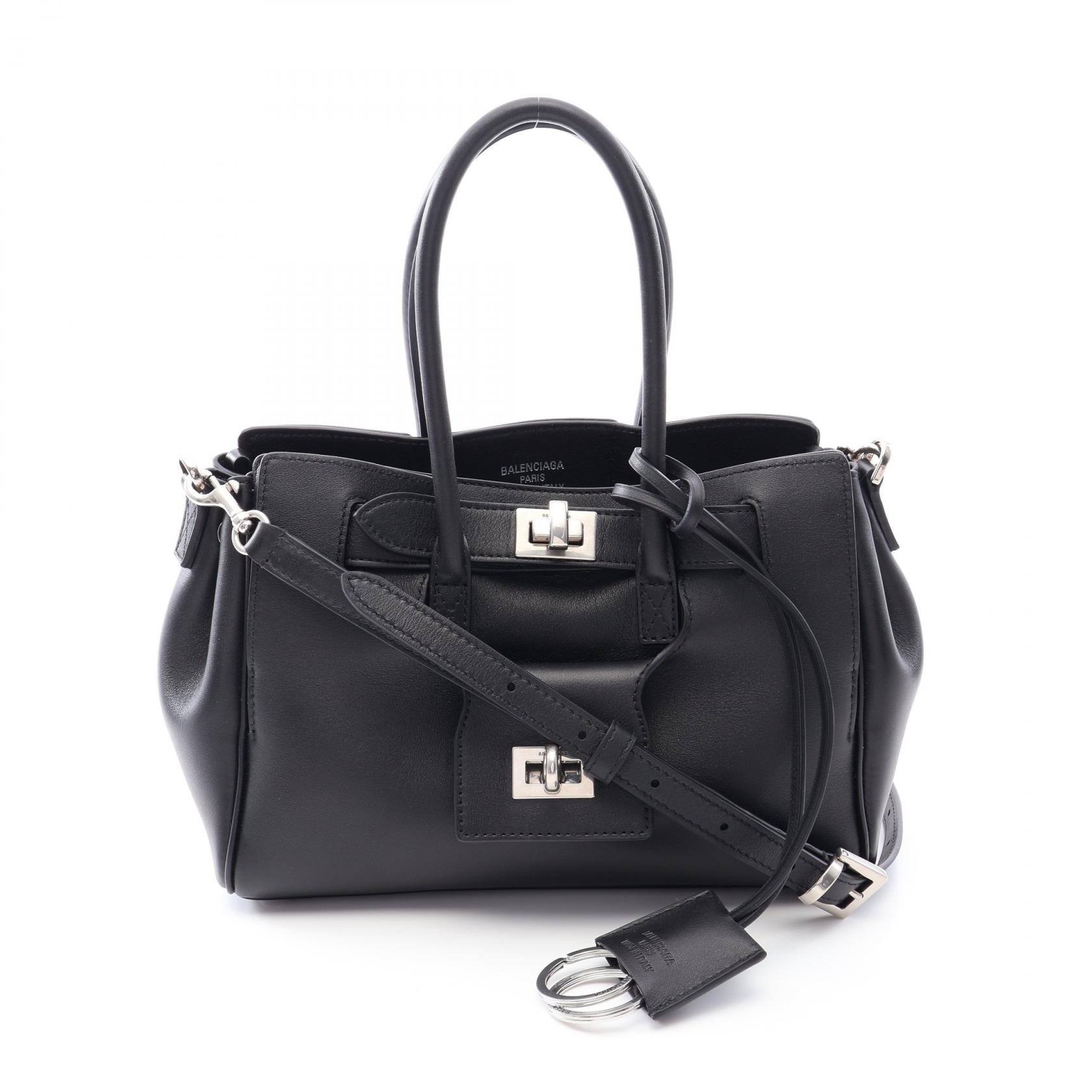 バレンシアガ BALENCIAGA BEL AIR ベルエア キャリーオール ミニ 2WAY ハンドバッグ バッグ レザー レディース ブラック系 823888 【中古】