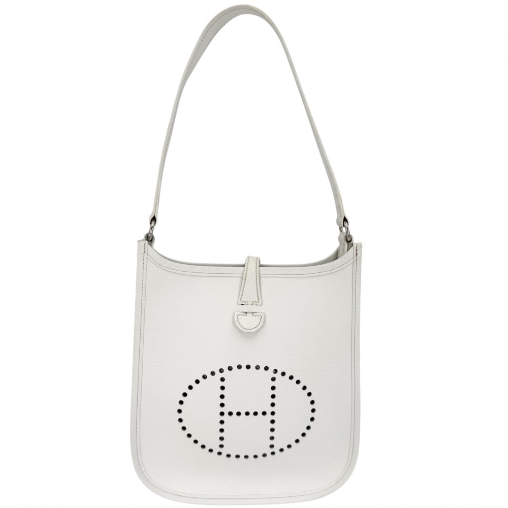HERMES エルメス ショルダーバッグ エヴリン16 TPM ショート 肩掛け Evelyne □I刻印 レザー    ホワイト 白 シルバー金具 レディース 2005年【中古品】