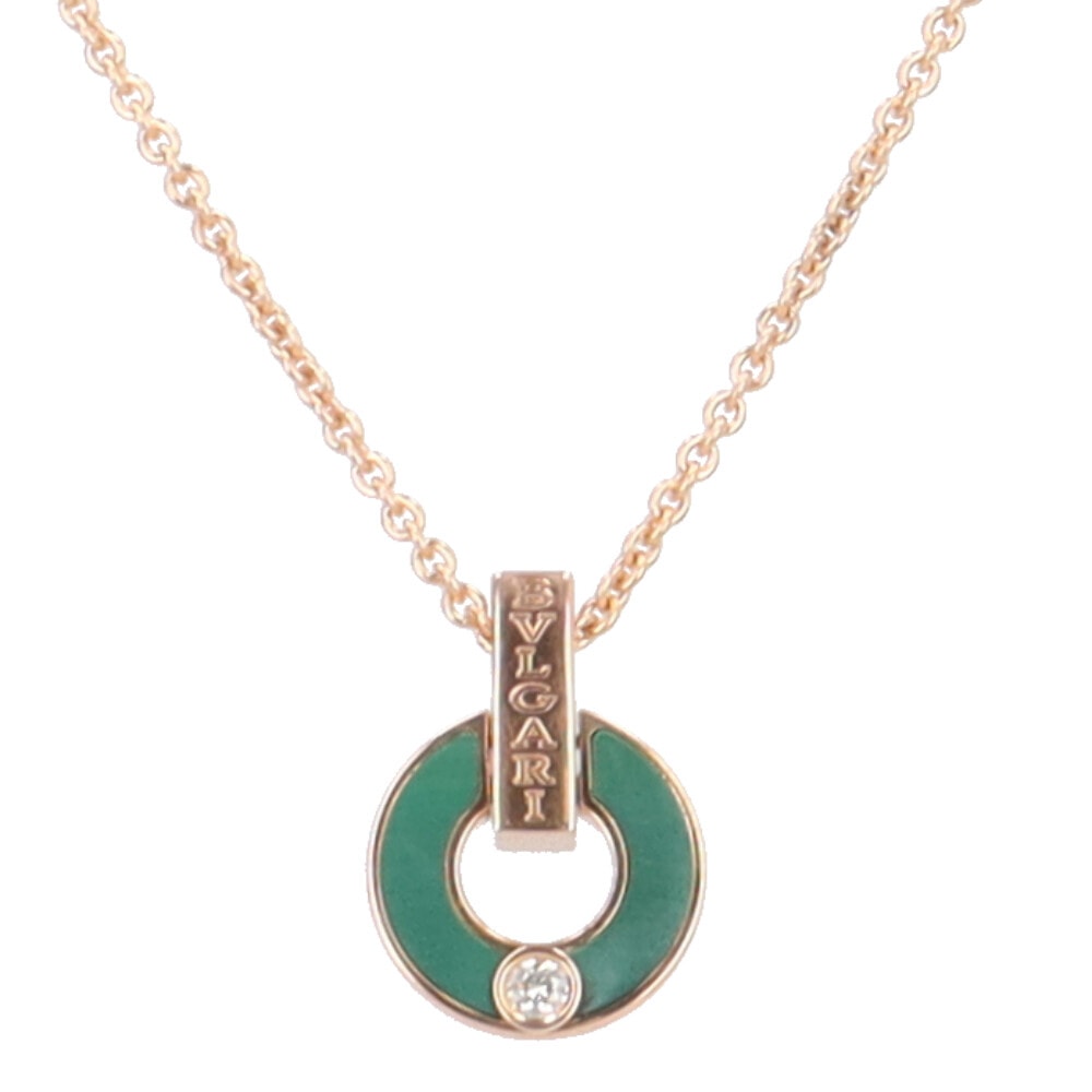 ブルガリ ブルガリブルガリ ネックレス 18金 K18ピンクゴールド グリーンマラカイト レディース BVLGARI  中古