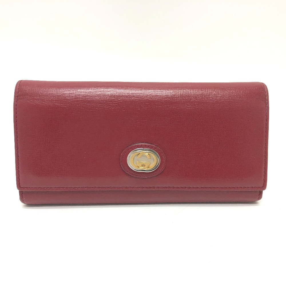 グッチ GUCCI マリーナ インターロッキングG 598531 ロングウォレット 長財布 2つ折り財布 レザー レッド