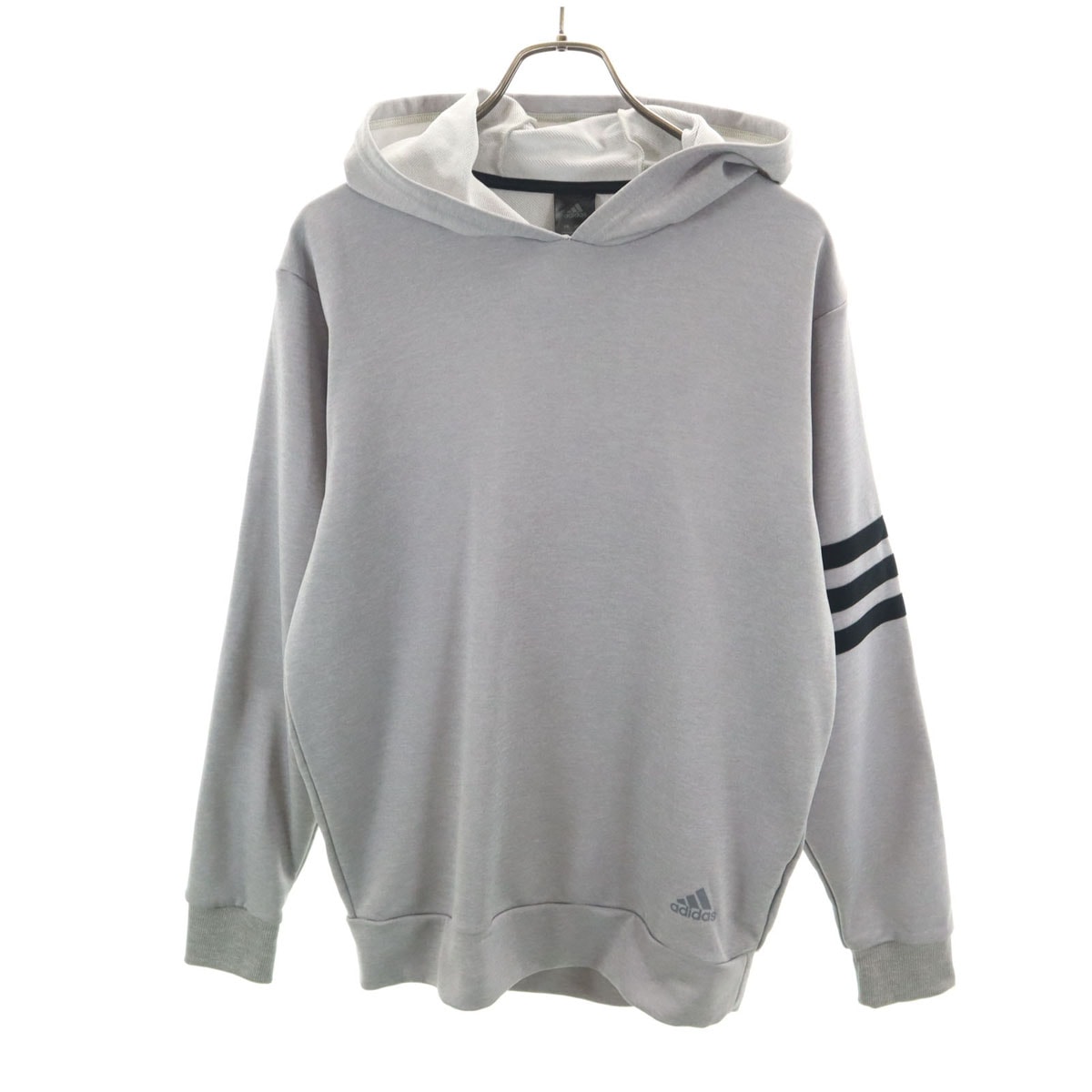 adidas アディダス 長袖 スウェットパーカー M グレー プルオーバー
