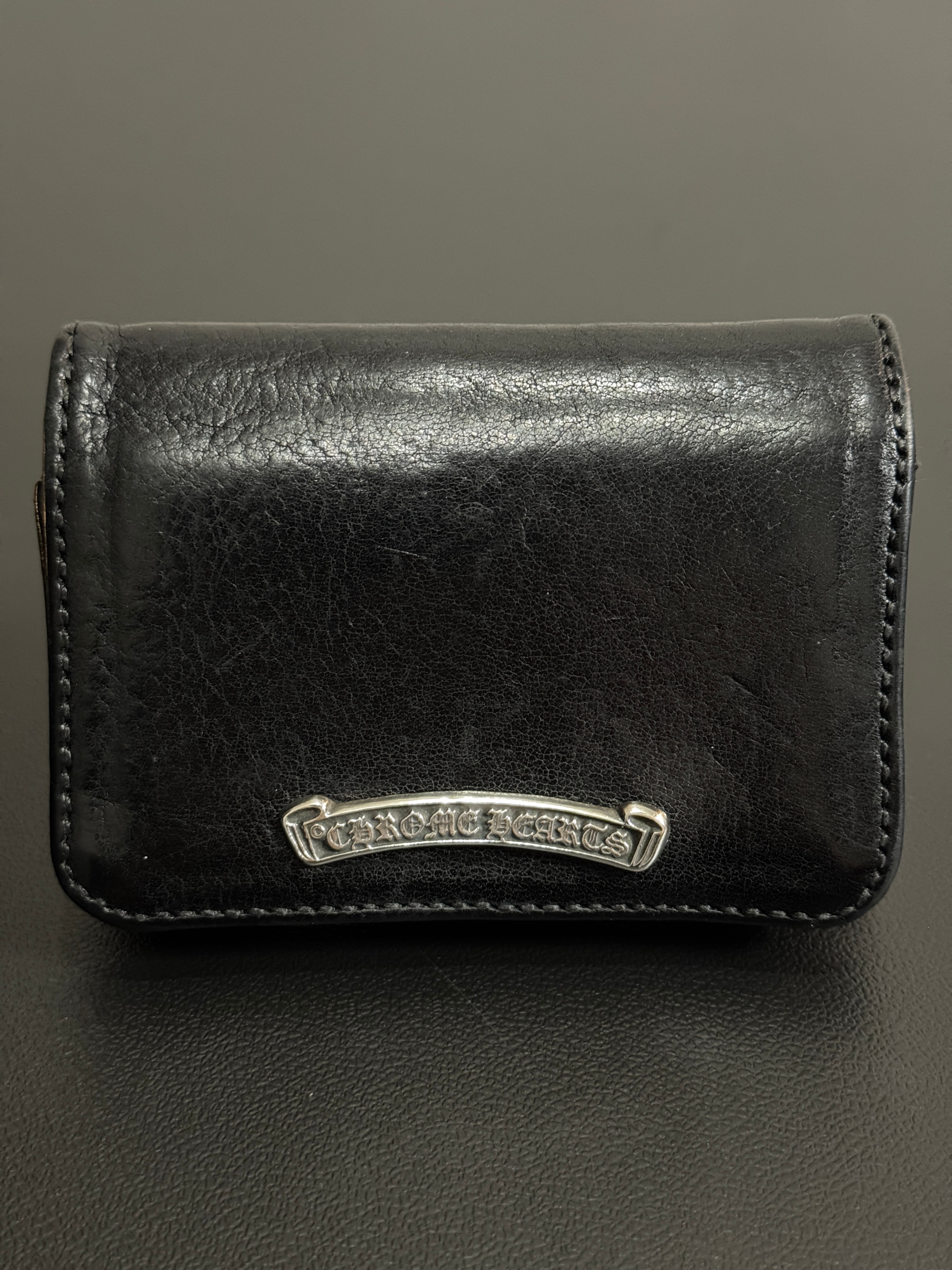 Chrome Hearts Arch Logo Plate 3-Pocket Leather Card Case "Black"
