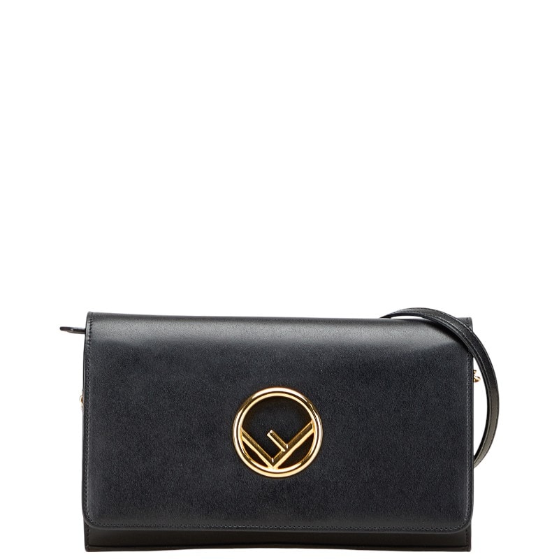 フェンディ チェーンウォレット ショルダーバッグ 8BS004 ブラック カーフレザー レディース FENDI 中古